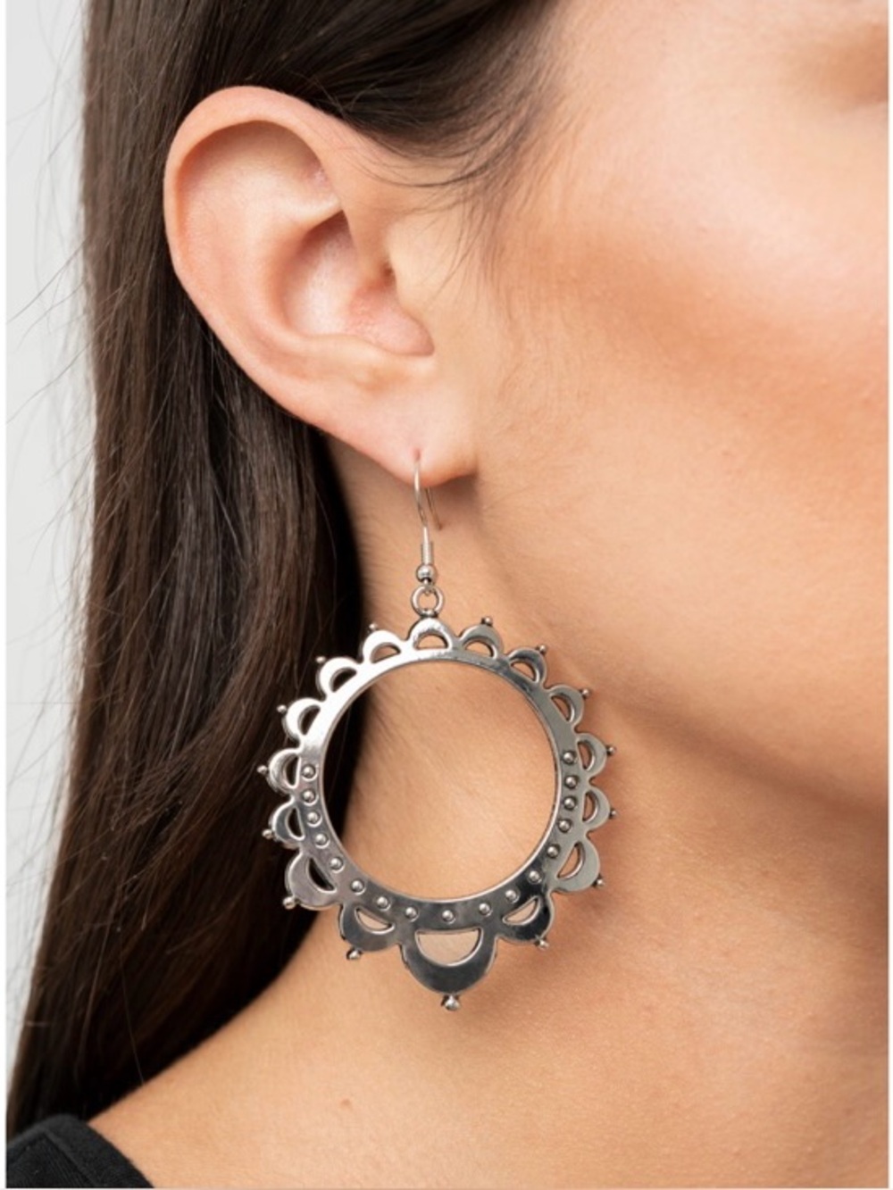 Silver Filigree Hoop Earrings